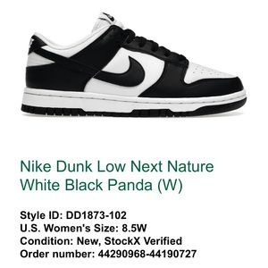 Women’s Nike Panda Dunks. Brand new in box verified via Stock X.